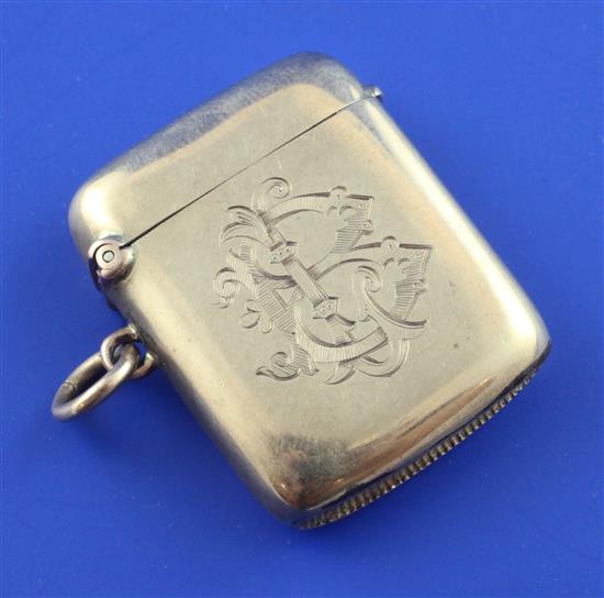 An Edwardian 9ct gold vesta case, 1.5in.